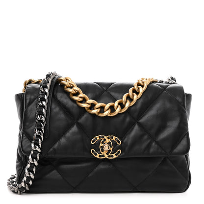 Chanel Goatskin Quilted Large Chanel 19 Flap Black 1 of 9