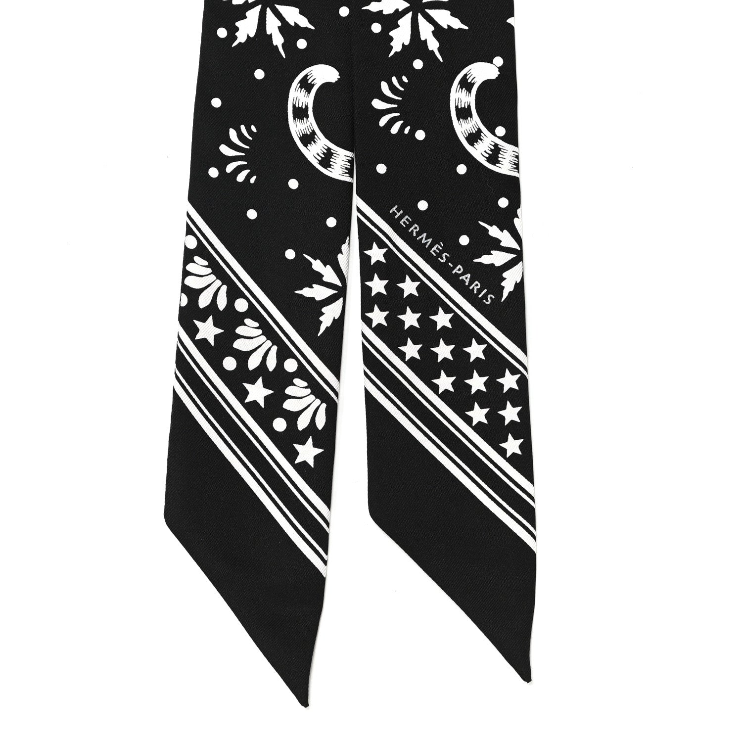 Hermes Silk Les Leopards Twilly Black White 2 of 4