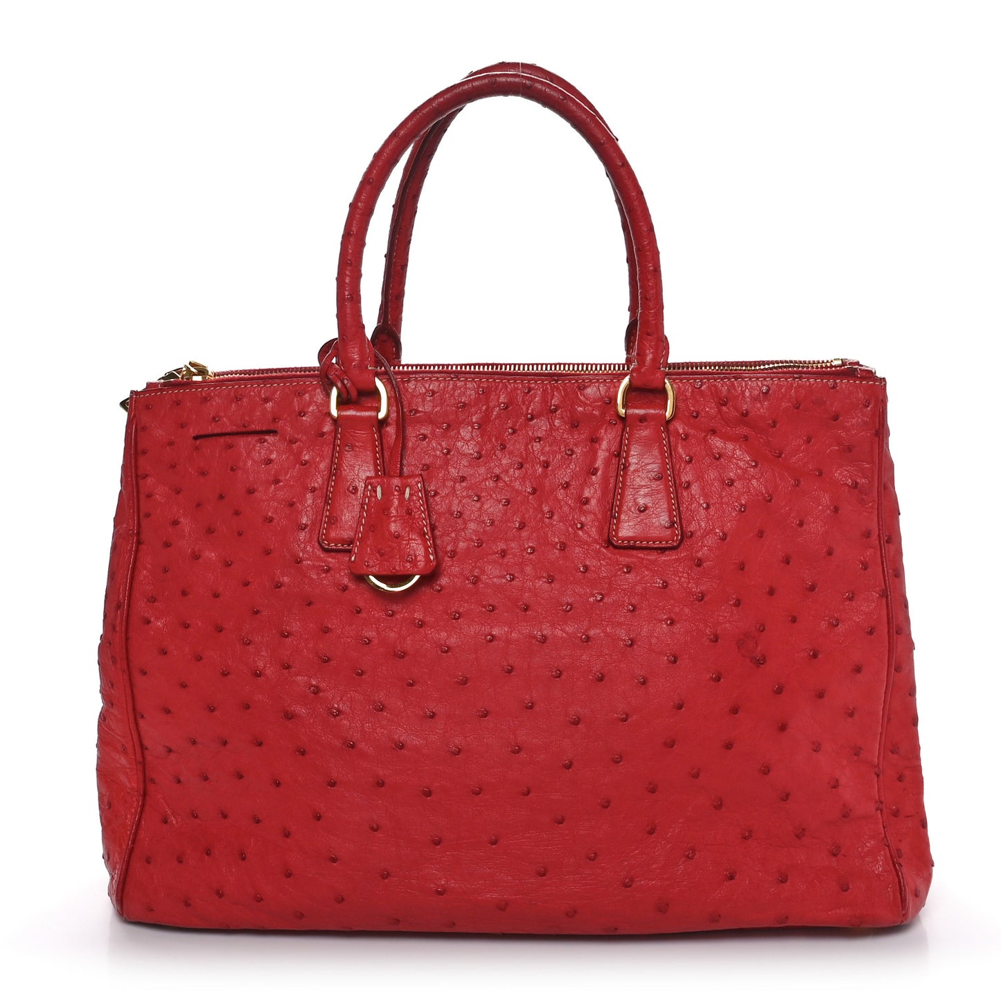 Ostrich Large Galleria Double Zip Tote Fuoco
