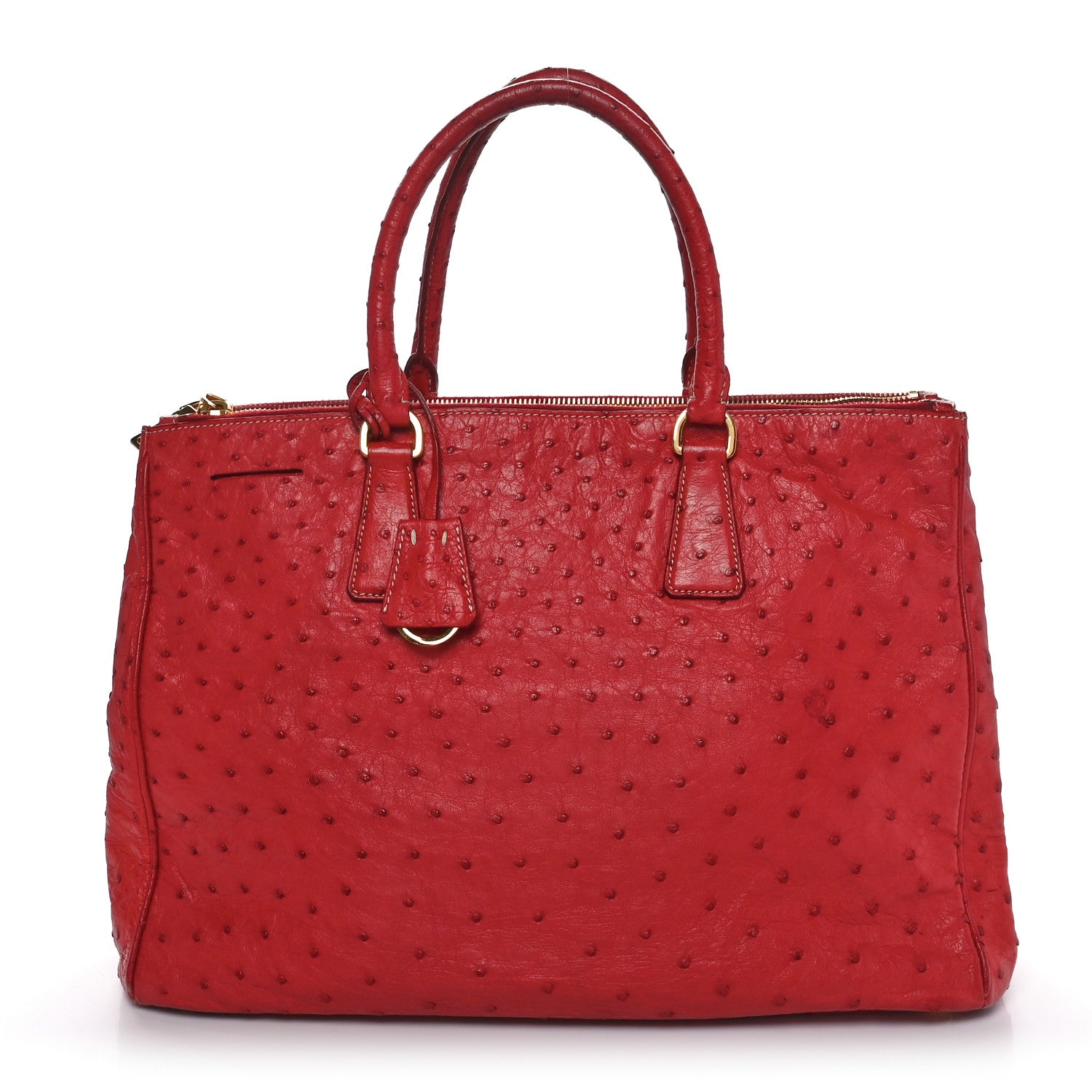 Prada Ostrich Large Galleria Double Zip Tote Fuoco 1 of 9