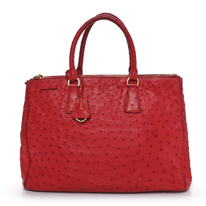 Prada Ostrich Large Galleria Double Zip Tote Fuoco 1 of 9