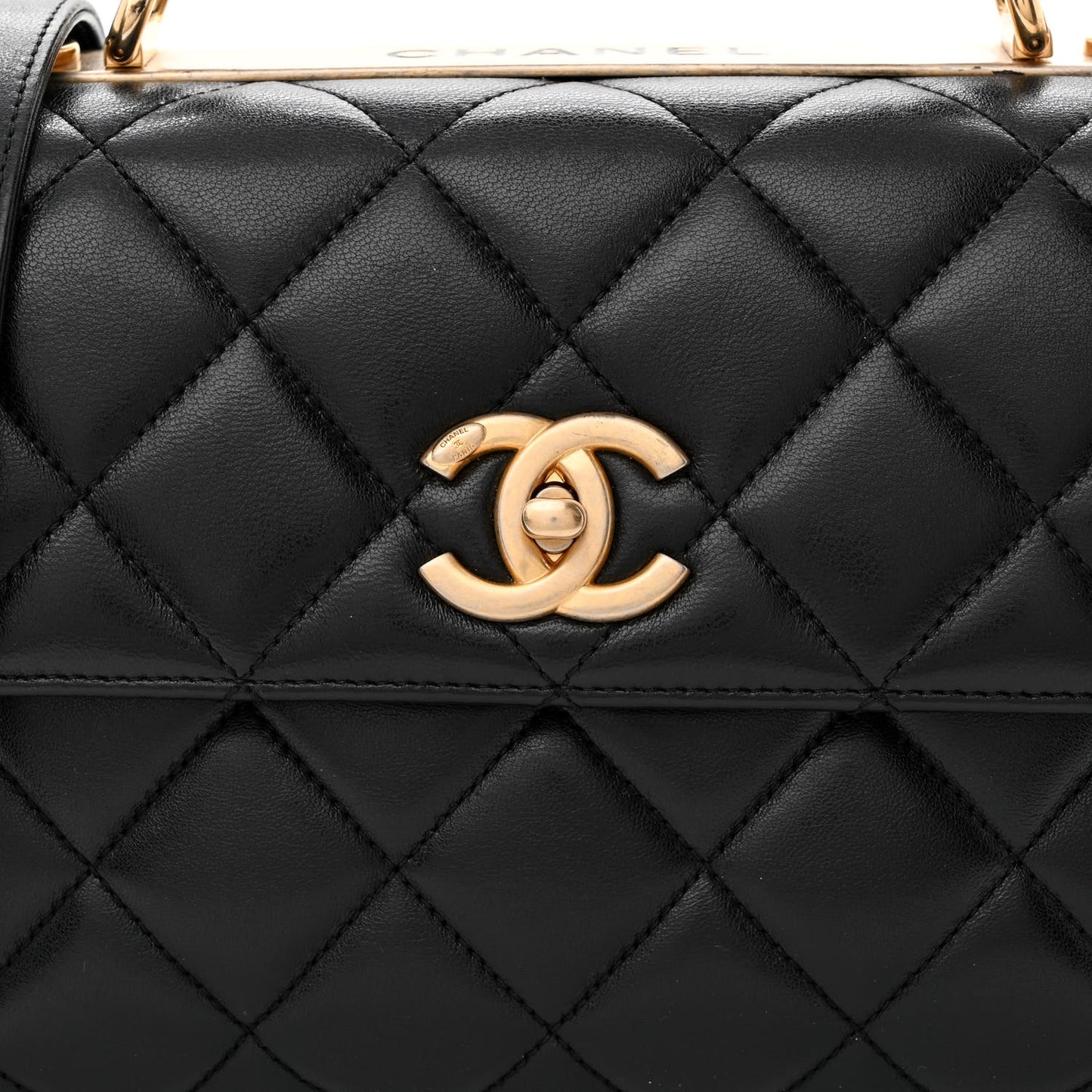 Lambskin Quilted Small Trendy CC Dual Handle Flap Bag Black