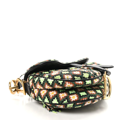 Christian Dior Beaded Fringe Mini Saddle Bag Green Multicolor 9 of 11