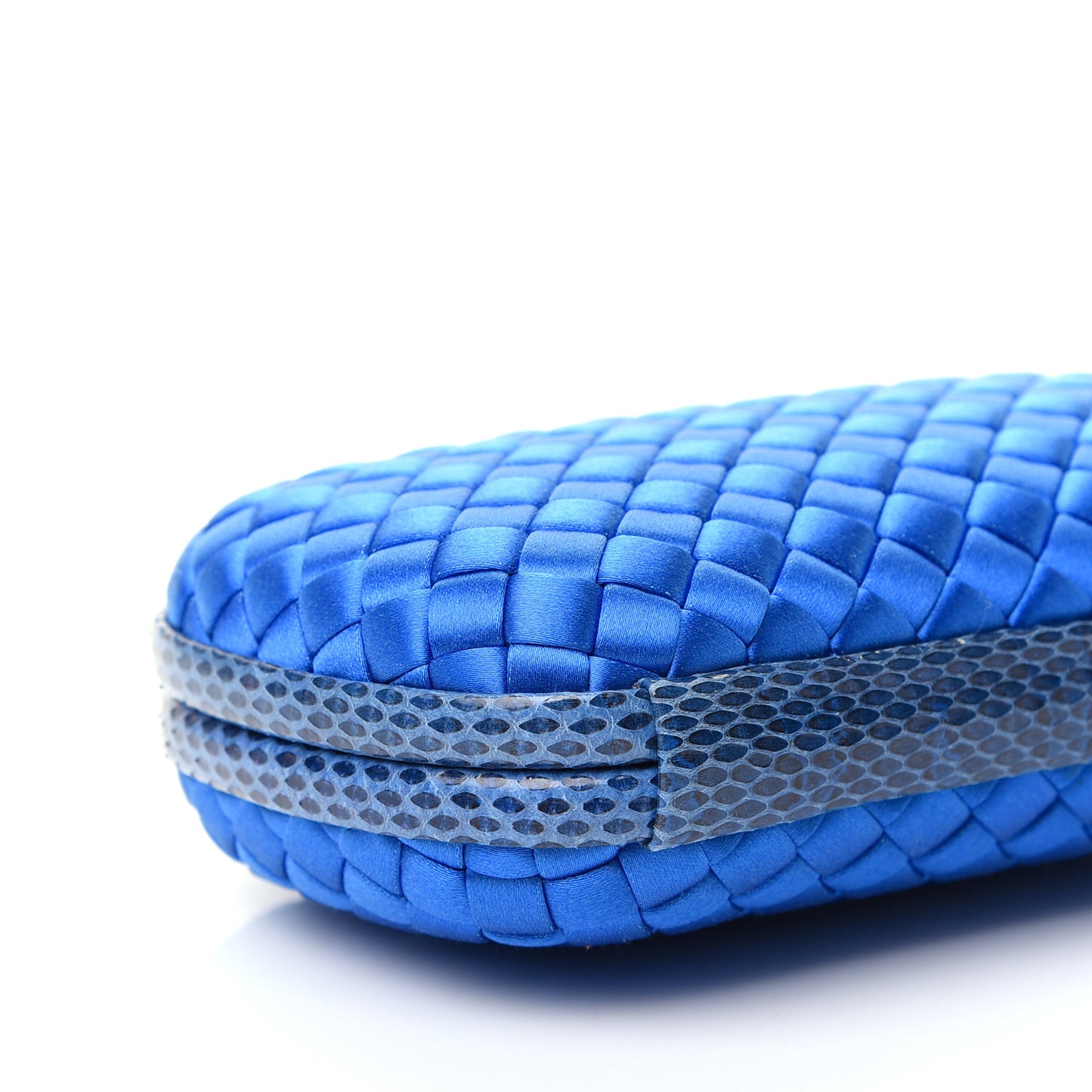 Satin Intreccio Impero Ayers Knot Clutch Blue