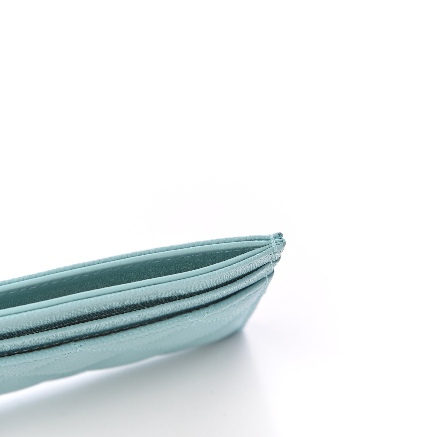 Caviar Quilted Card Holder Light Blue