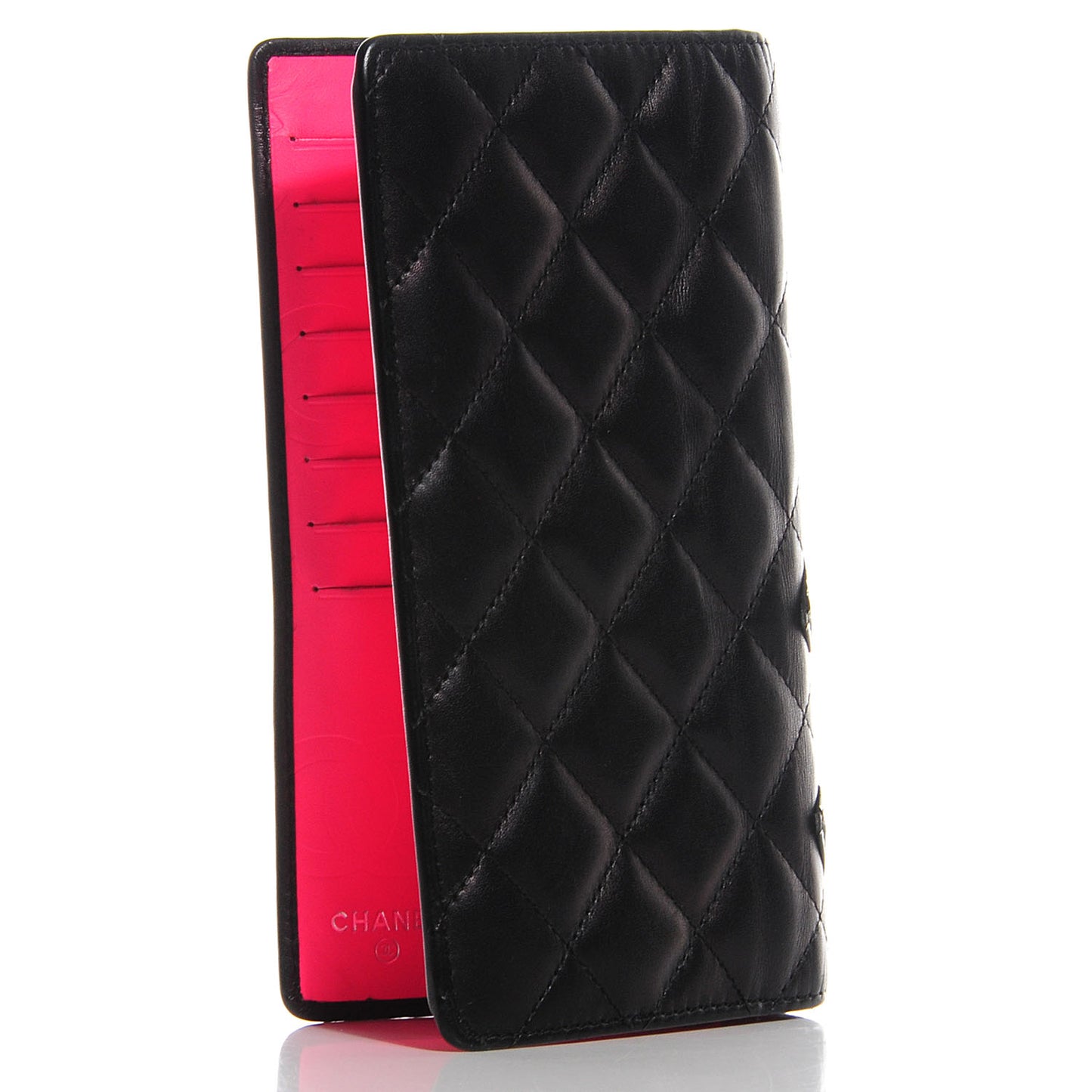 Calfskin Cambon Quilted Yen Wallet Black