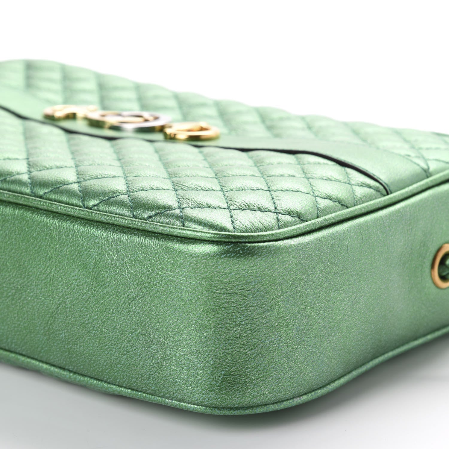 Gucci Laminated Nappa Trapuntata Small Zumi Shoulder Bag Jasmine Green 7 of 10