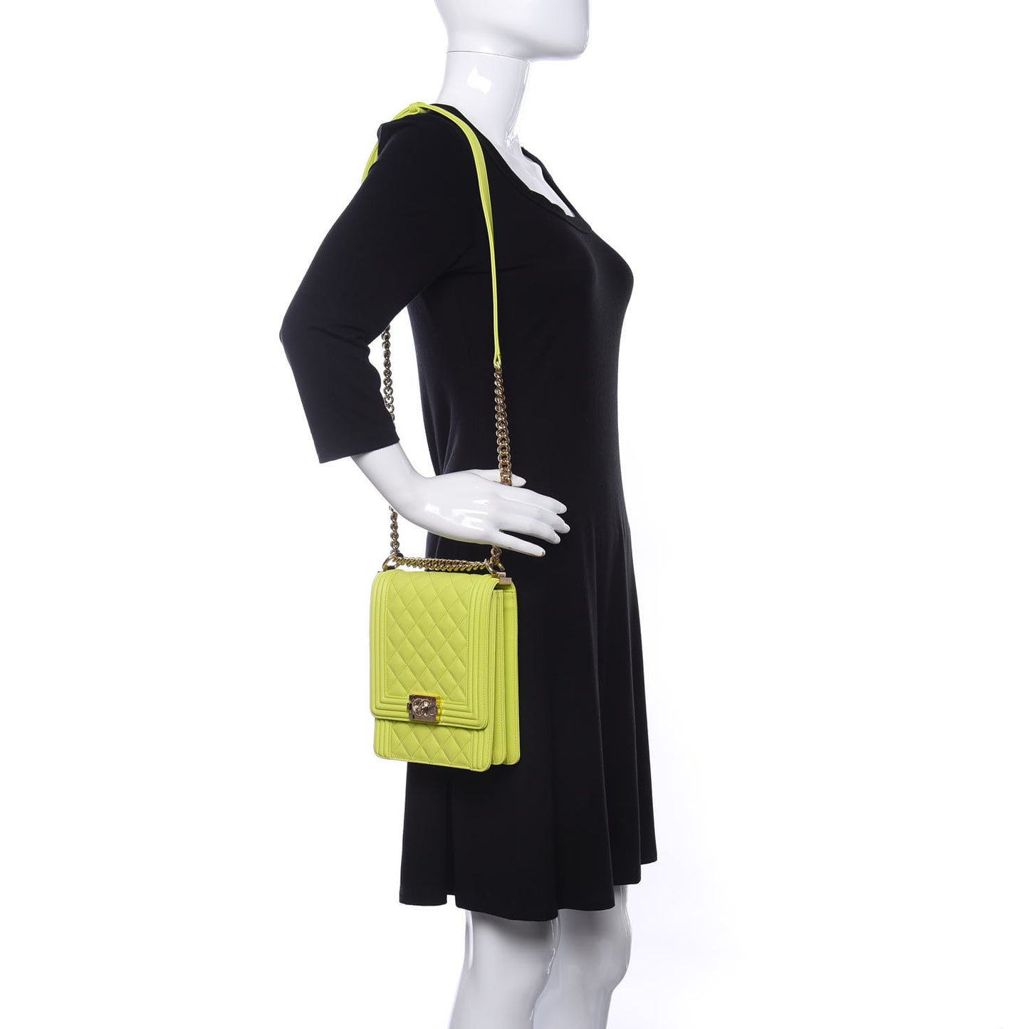 Calfskin Quilted North South Boy Flap Light Green