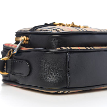 Burberry 1983 Knight Check Smooth Calfskin Link Camera Bag Black 7 of 9