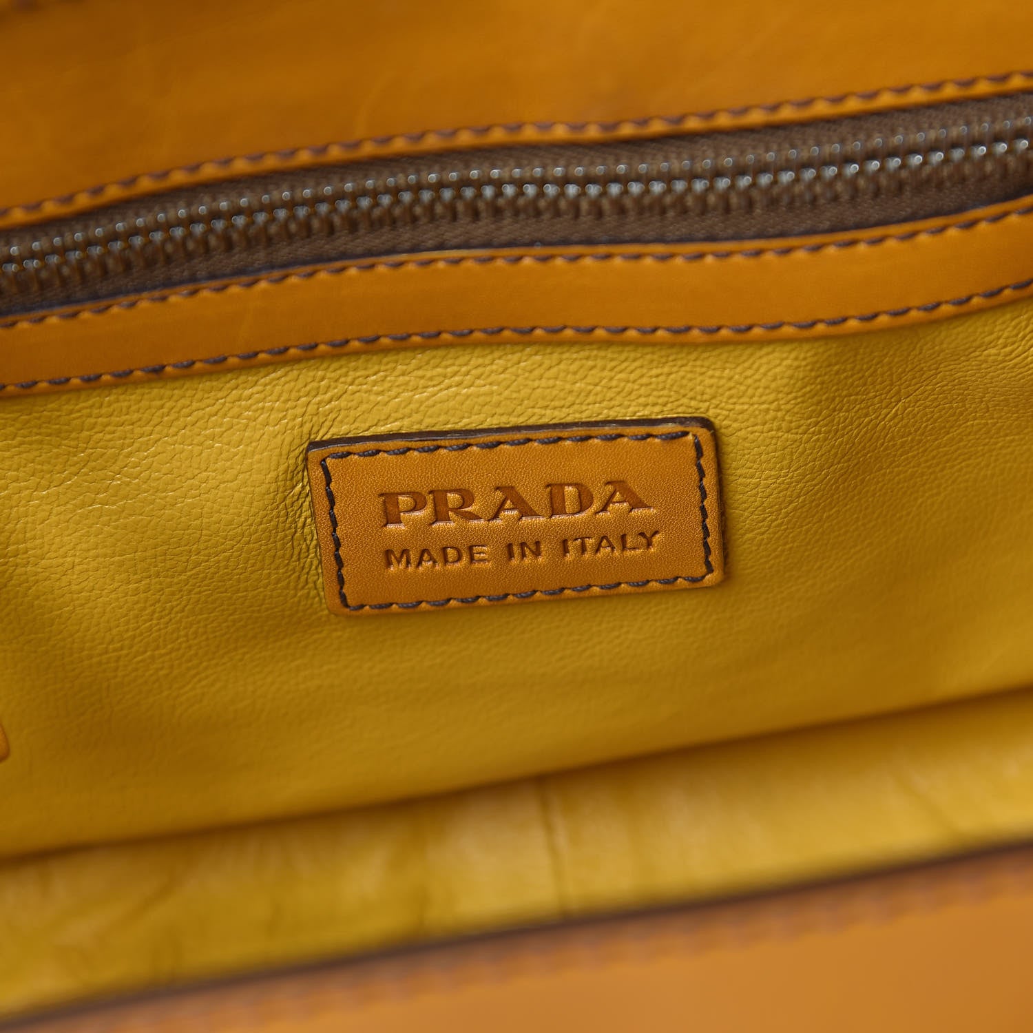 Prada Vitello Shoulder Bag Ocra Noce 8 of 13