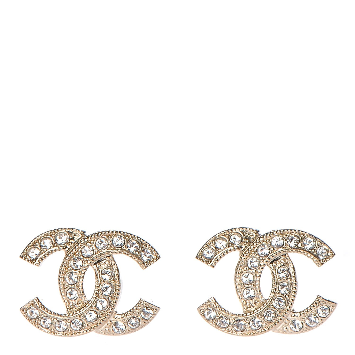 Chanel Crystal CC Earrings Light Gold 1 of 4