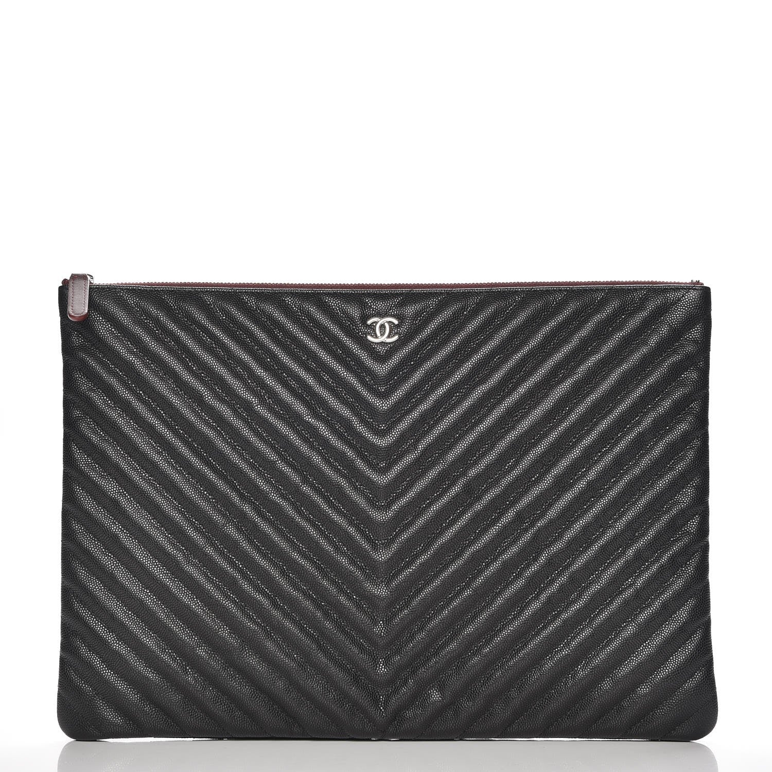 Chanel Caviar Chevron Quilted Large Cosmetic Case Black 1 of 8