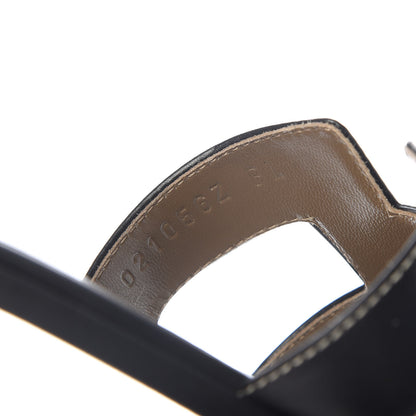 Hermes Box Calfskin Oran Sandals 35 Black 9 of 10