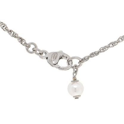 Chanel Pearl Crystal CC Pendant Necklace Silver 5 of 5