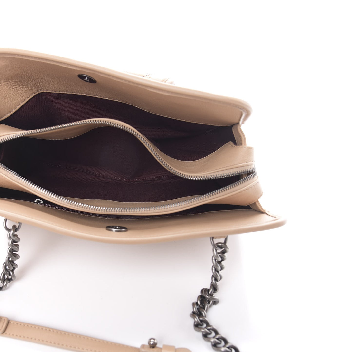 Calfskin Quilted Small Casual Riviera Zip Shoulder Bag Beige