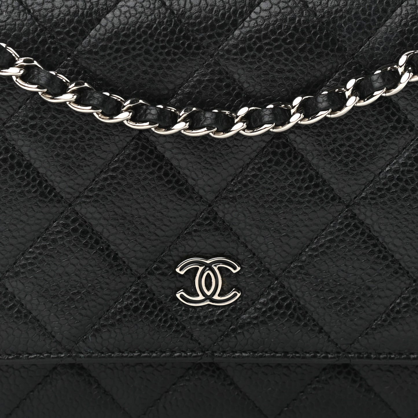 Caviar Quilted Wallet On Chain WOC Black