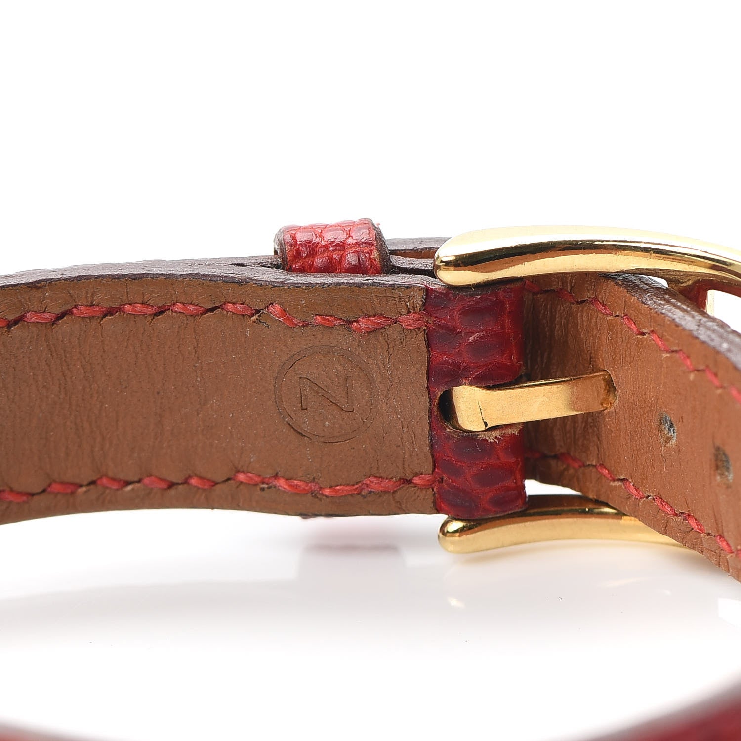 Hermes Stainless Steel Lizard 20mm Kelly Cadena Quartz Watch Rouge Moyen 4 of 6