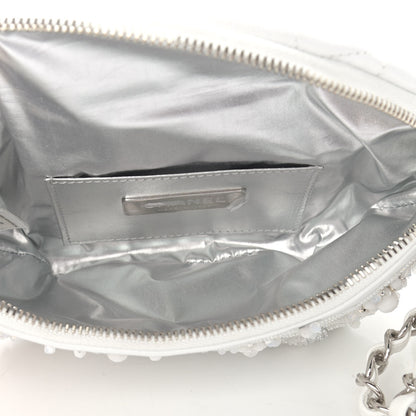 Chanel Calfskin Crystal Beads Embellished Belt Bag White 7 of 9