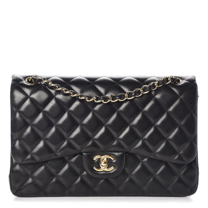 Chanel Lambskin Quilted Jumbo Double Flap Black 1 of 10