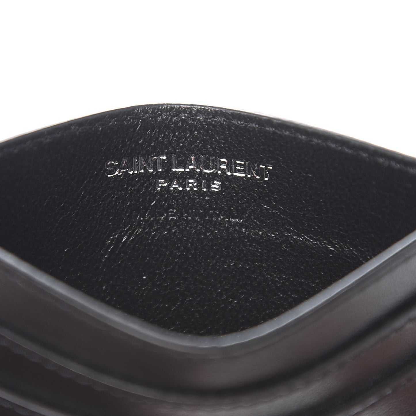 Calfskin Smoking Forever Patch Credit Card Case Black
