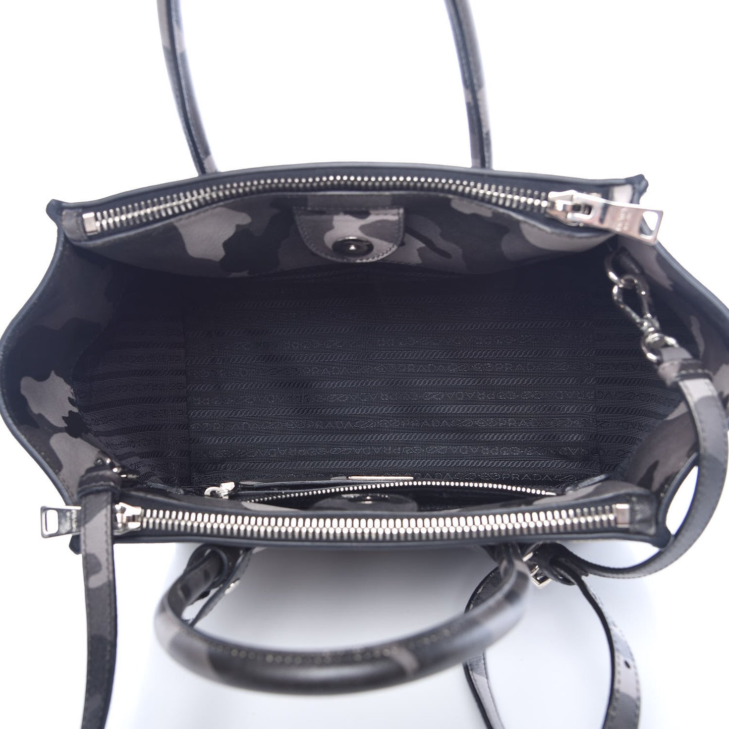 Saffiano Soft Camouflage Print Small Twin Pocket Tote Marmo Dis Camouflage