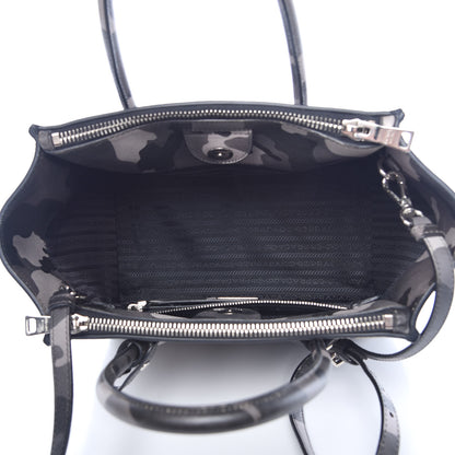 Prada Saffiano Soft Camouflage Print Small Twin Pocket Tote Marmo Dis Camouflage 6 of 19