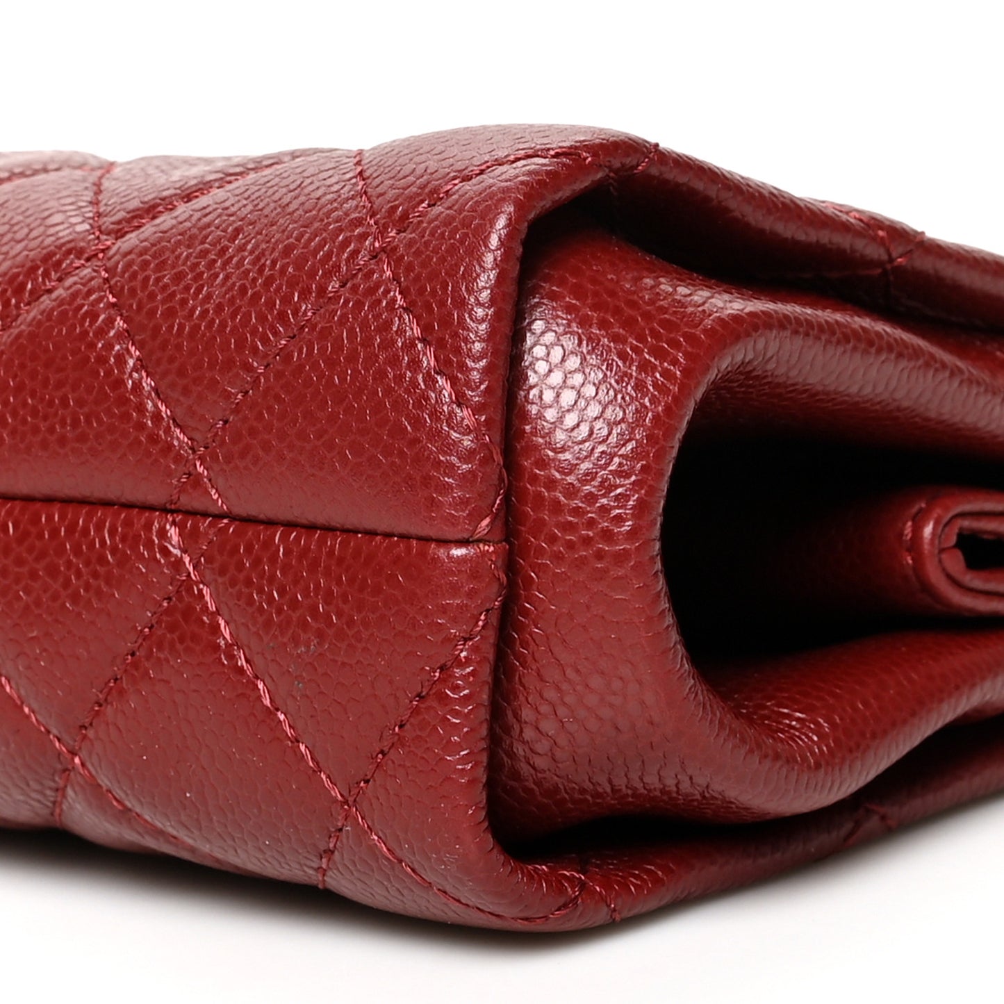 Caviar Quilted CC Large Clutch Dark Red