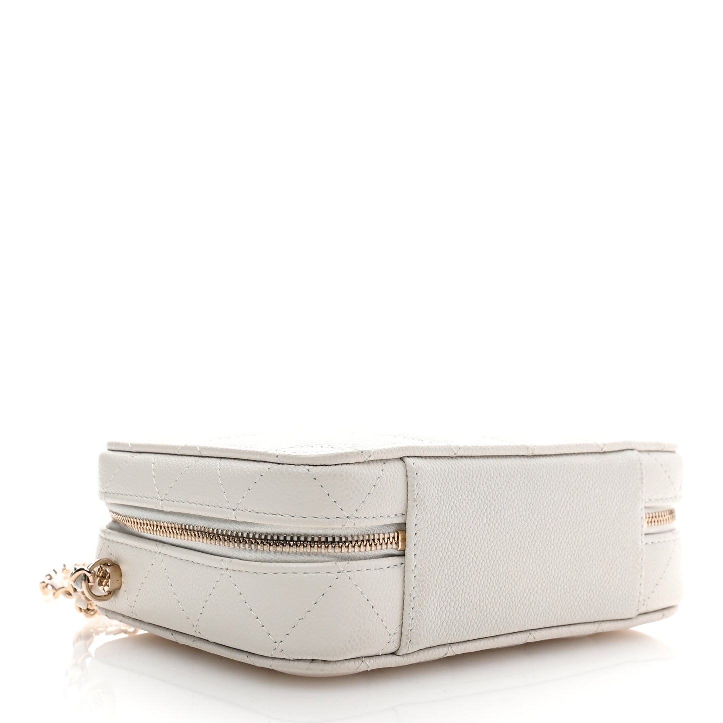 Caviar Quilted Top Handle Vanity Case White