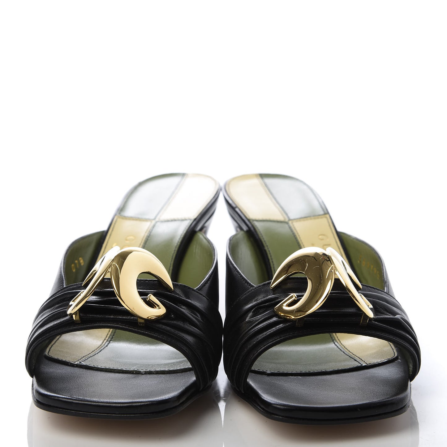 Malaga Kid Half Moon GG Square Toe Slide Sandals 36 Black