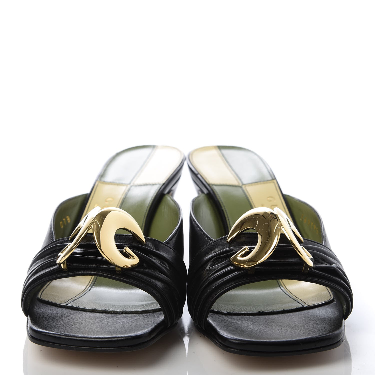 Gucci Malaga Kid Half Moon GG Square Toe Slide Sandals 36 Black 2 of 10