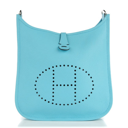 Hermes Taurillon Clemence Evelyne III PM Bleu Atoll 1 of 12