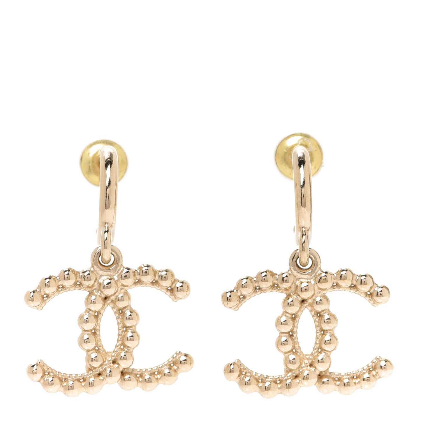 Metal Bead CC Drop Earrings Gold
