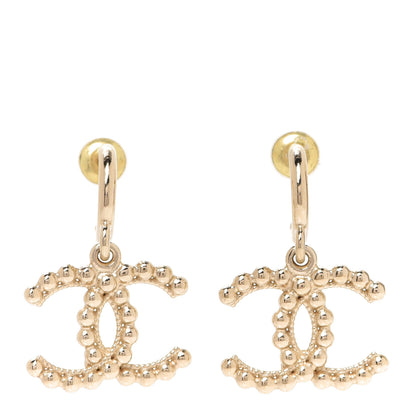 Chanel Metal Bead CC Drop Earrings Gold 1 of 5