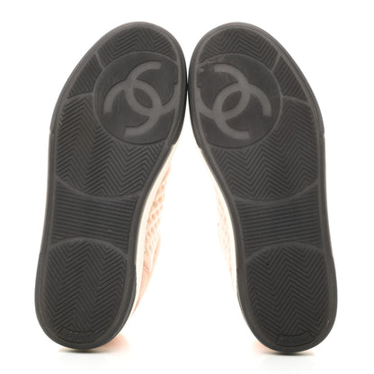 Chanel Fabric Suede Calfskin Logo Sneakers 36 Beige Pink 5 of 10