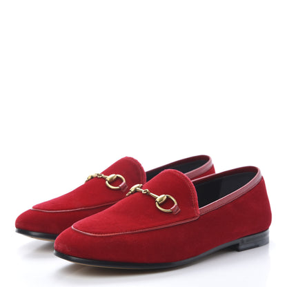 Gucci Velvet Horsebit Womens Jordaan Loafers 35 Hibiscus Red 3 of 9