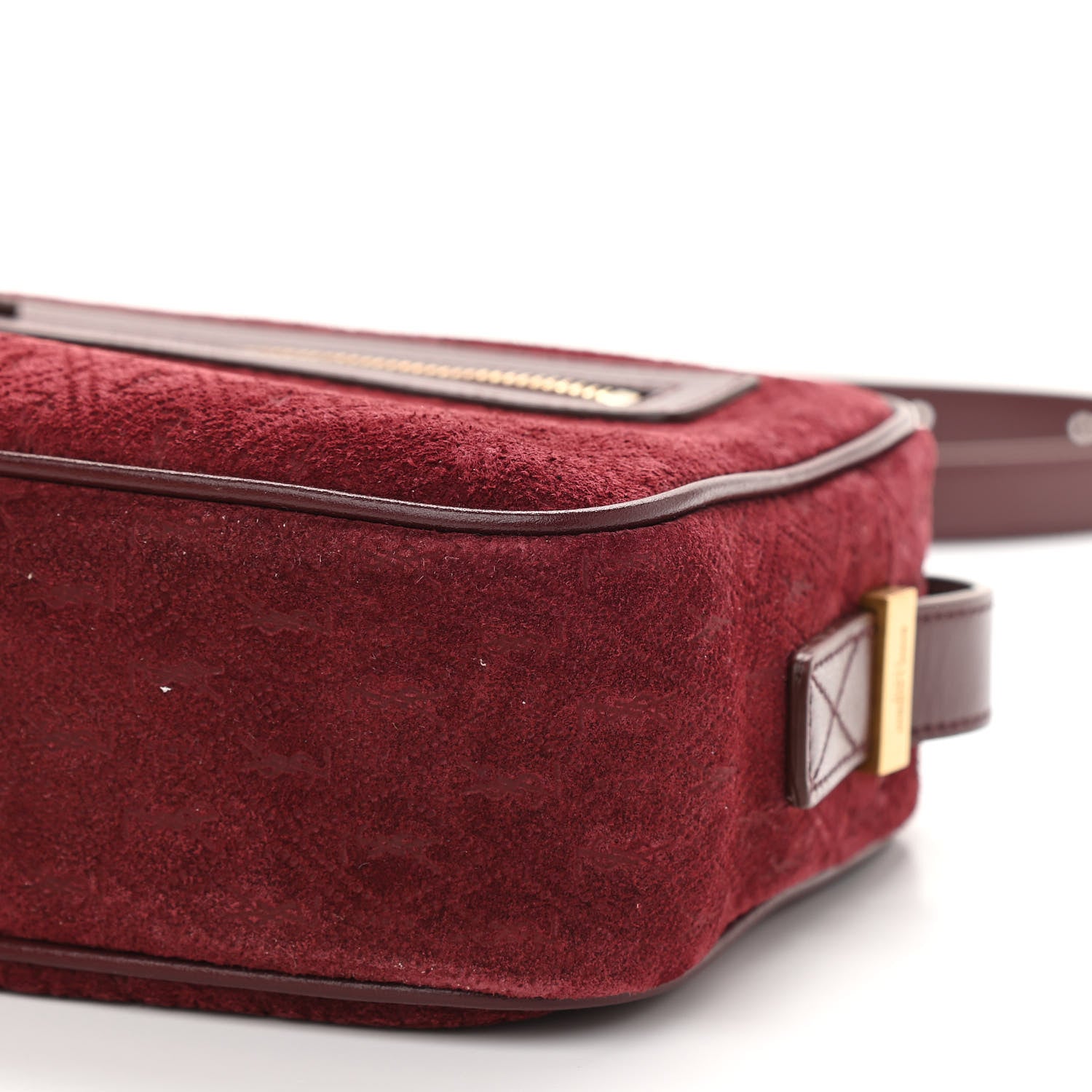 Saint Laurent Suede Monogram All Over Camera Bag Burgundy 10 of 10