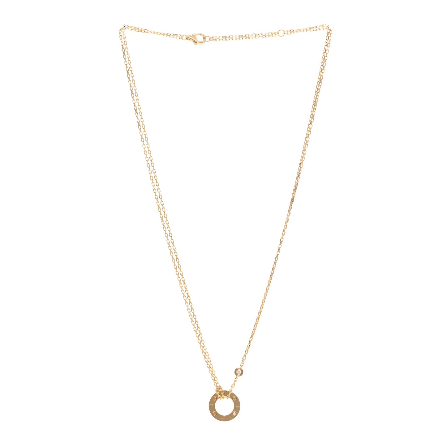 18K Yellow Gold 2 Diamond LOVE Necklace