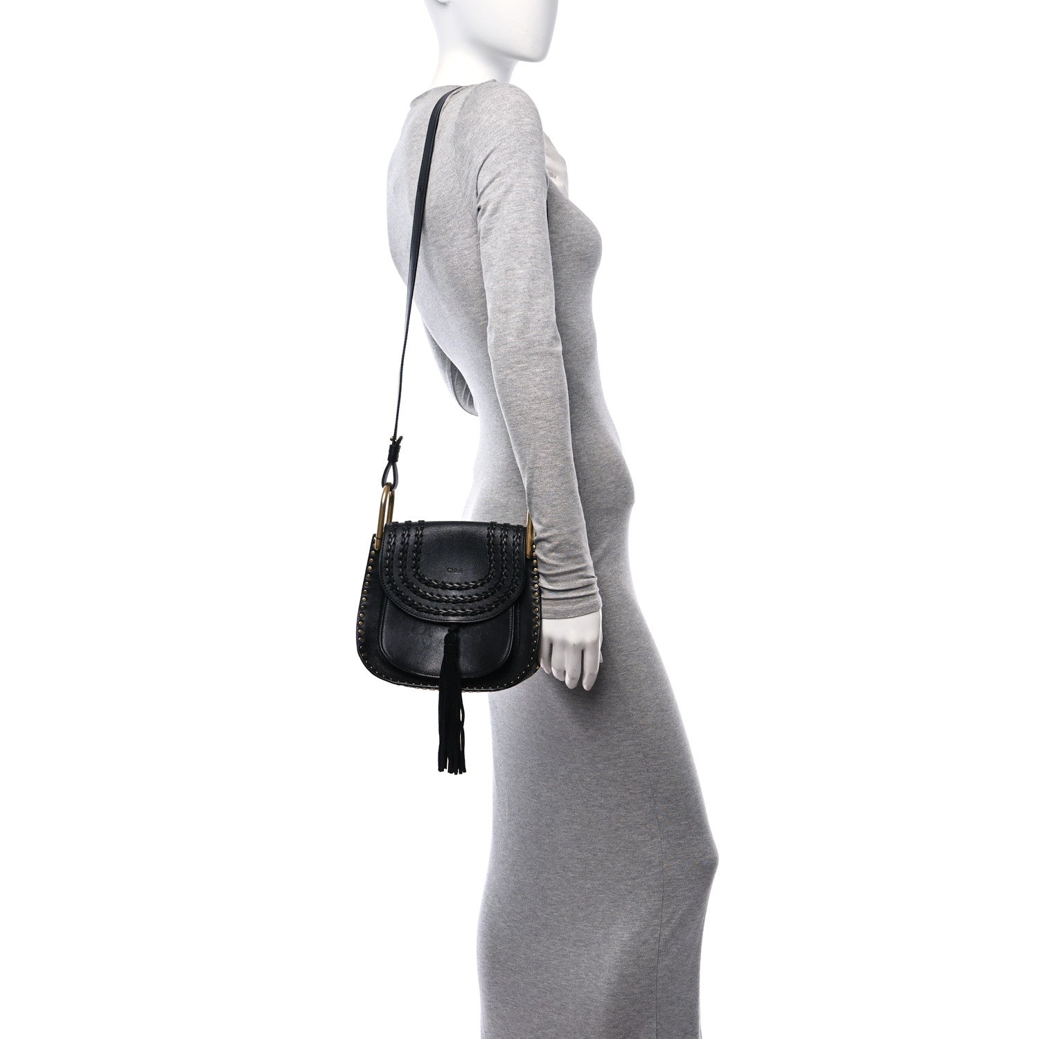 Chloe Calfskin Braided Small Hudson Shoulder Bag Black 3 of 11