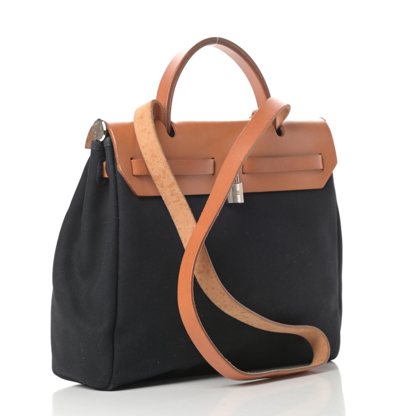 Toile Vache Calfskin Herbag 30 PM Black Natural