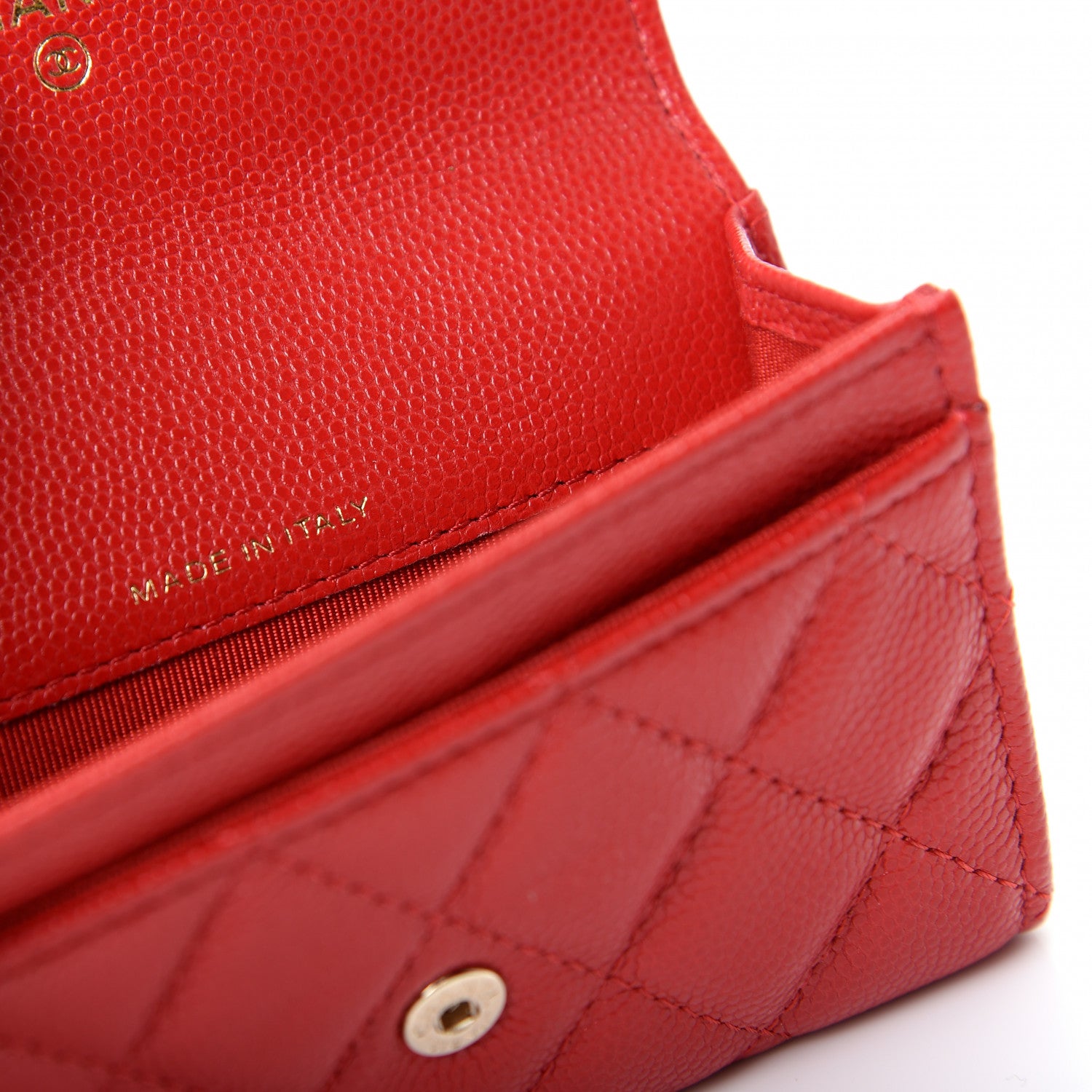 Chanel Caviar Quilted Flap Card Holder Wallet Red 7 of 9