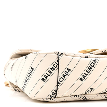 Gucci X BALENCIAGA Calfskin Matelasse Logo Print Small GG Marmont Shoulder Bag White 9 of 14