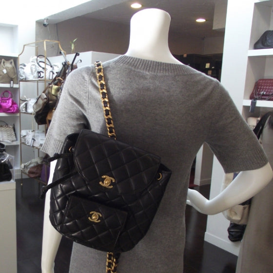 Chanel Lambskin Quilted Backpack Black 2 of 11