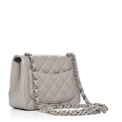 Chanel Lambskin Quilted Mini Square Flap Light Grey 3 of 11