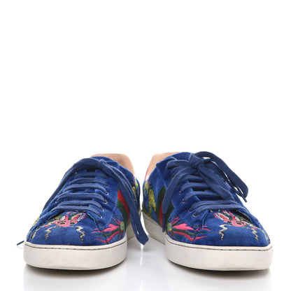 Gucci Velvet Web Dragon Embroidered Mens Ace Sneakers 10.5 Blue 5 of 10