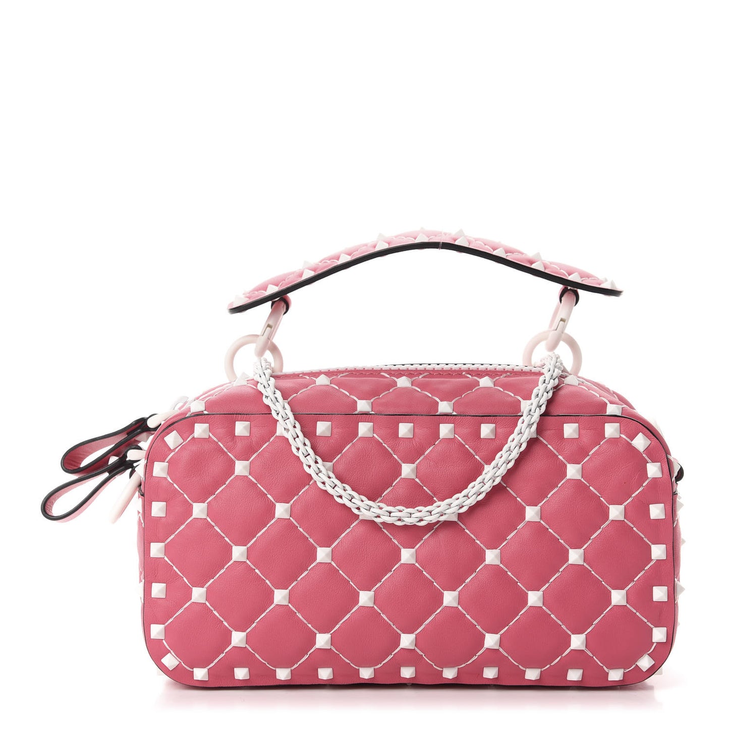 Lambskin Free Rockstud Spike Camera Bag Shadow Pink