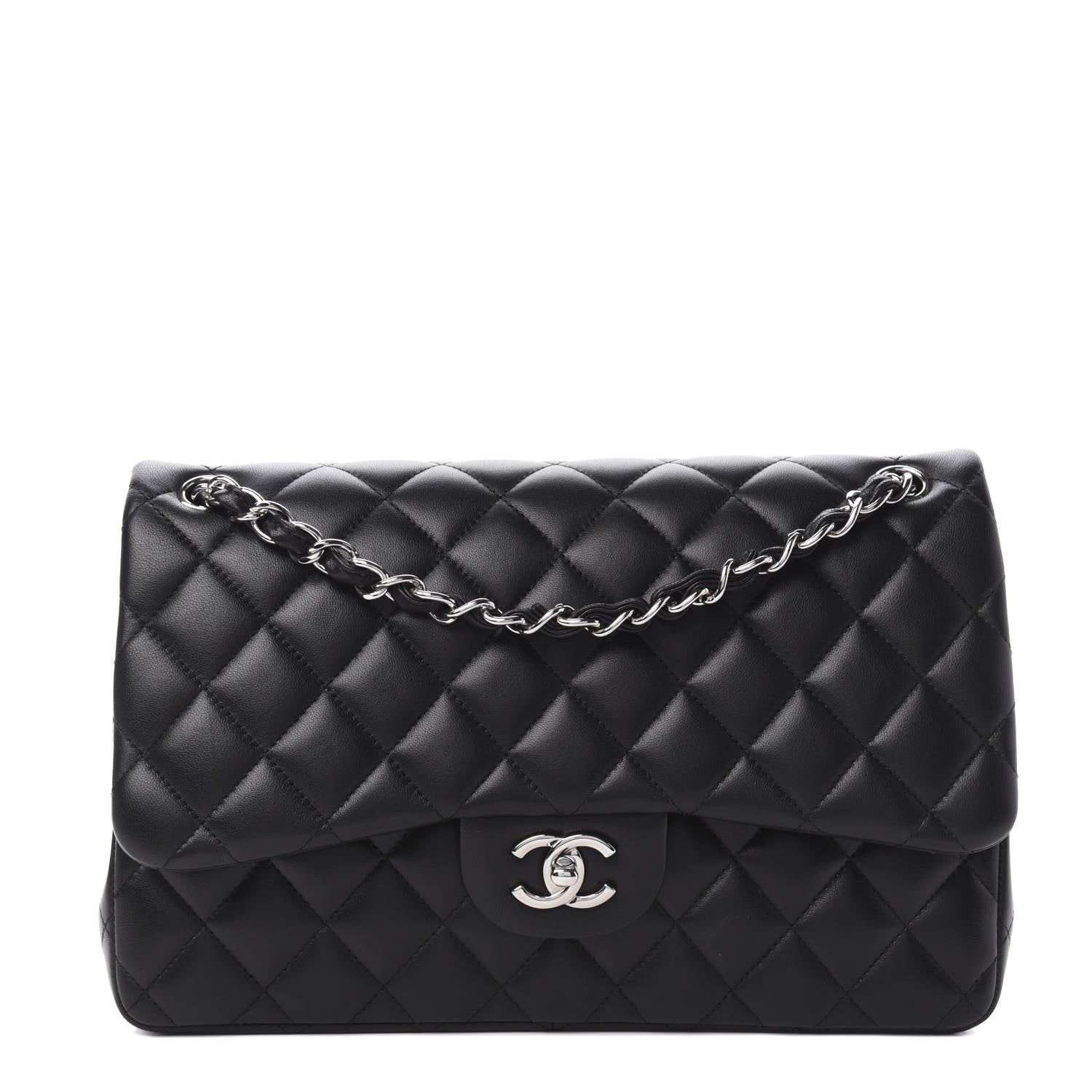 Chanel Lambskin Quilted Jumbo Double Flap Black 1 of 11
