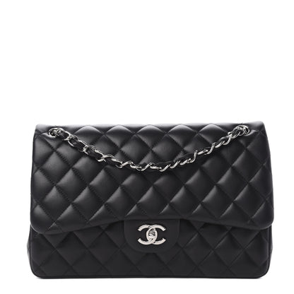 Chanel Lambskin Quilted Jumbo Double Flap Black 1 of 11