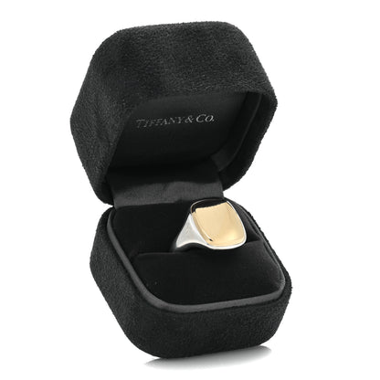 Tiffany Sterling Silver 18K Yellow Gold Signet Ring 60 9 7 of 7
