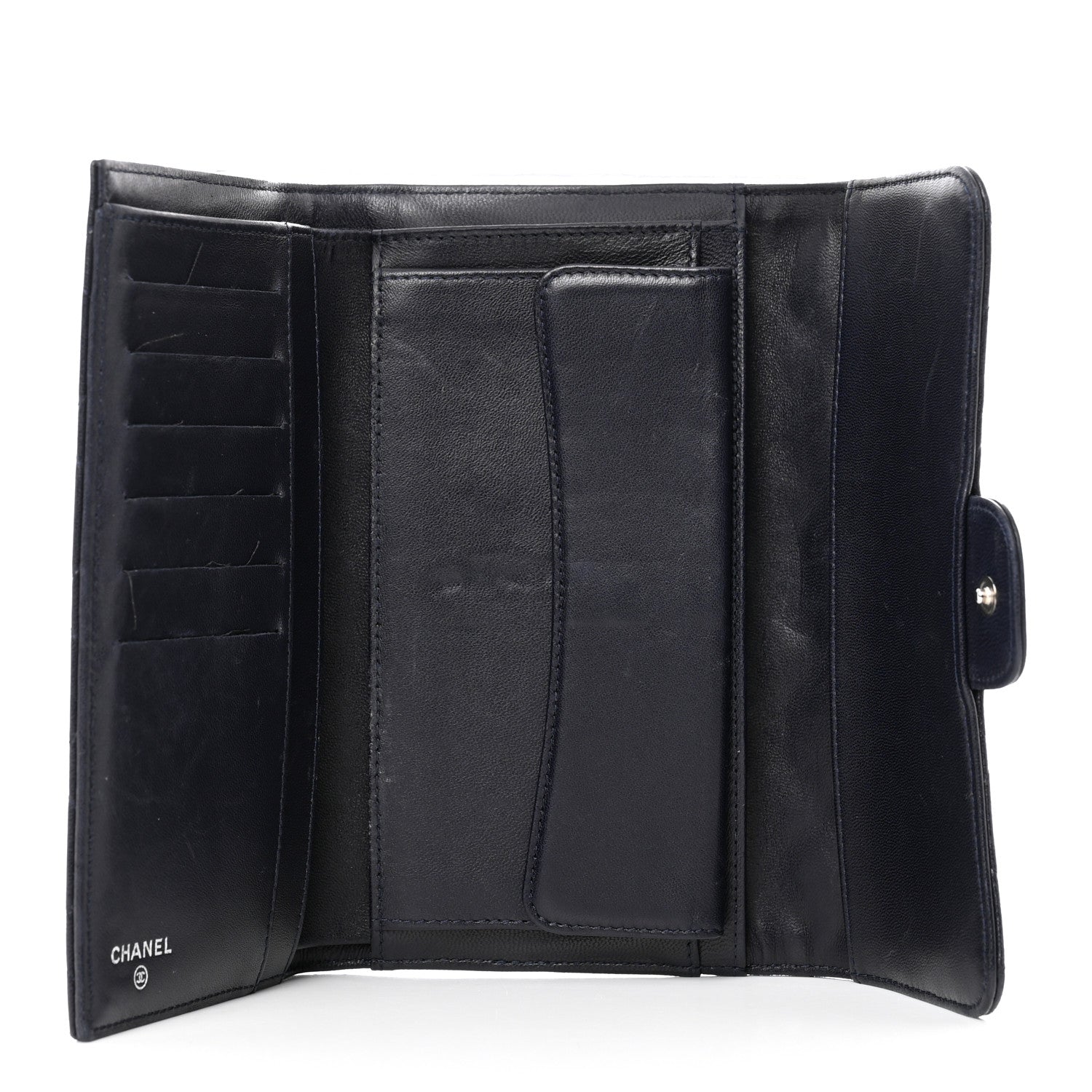 Chanel Lambskin Quilted Large Flap Wallet Navy 5 of 11