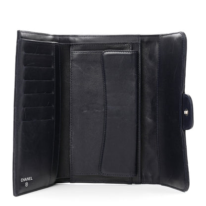 Chanel Lambskin Quilted Large Flap Wallet Navy 5 of 11